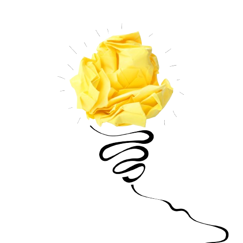 Yellow crumpled paper lightbulb illustration representing creative web design, branding, and strategic digital growth for B Side.